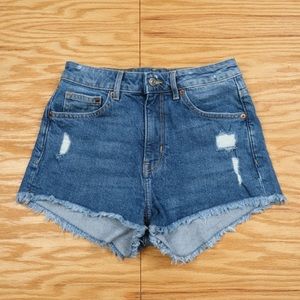 H&M denim distress shorts